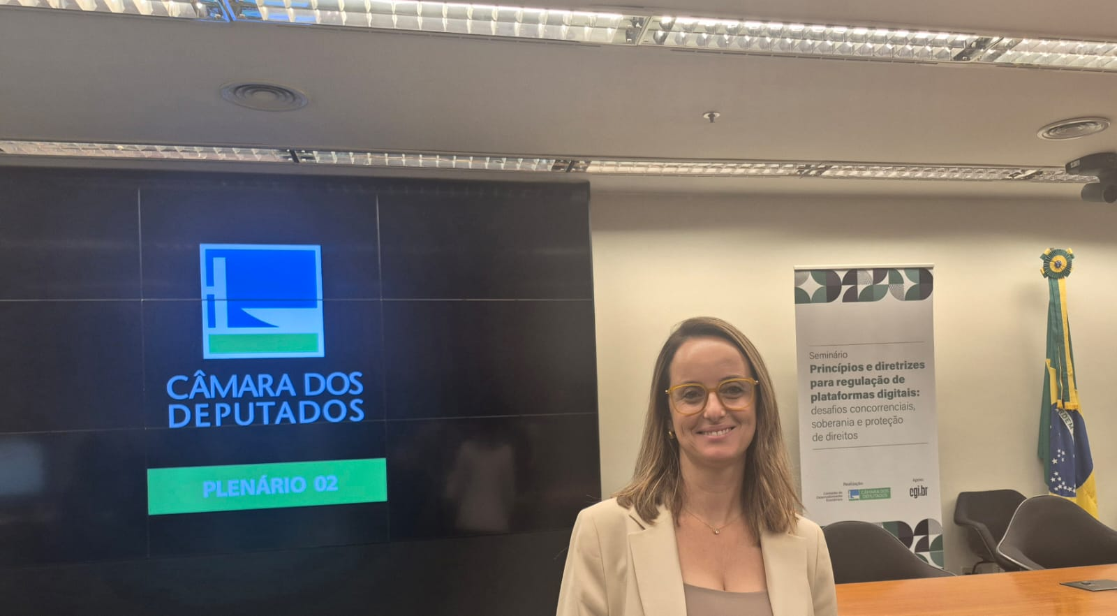 Seminário sobre regulação de plataformas digitais na Câmara dos Deputados.